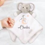 Doudou éléphant blanc Modèle Lune bleu