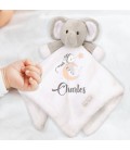 Doudou éléphant blanc Modèle Lune bleu