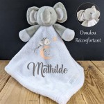 Doudou éléphant blanc Modèle Lune bleu