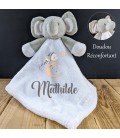 Doudou éléphant blanc Modèle Lune bleu