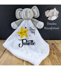 Doudou éléphant blanc Modèle Lune rose