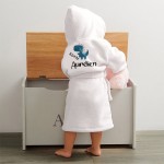 Peignoir bébé blanc à personnaliser - Modèle Dinosaure