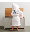 Peignoir bébé blanc à personnaliser - Modèle Dinosaure
