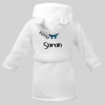Peignoir bébé blanc à personnaliser - Modèle Dinosaure