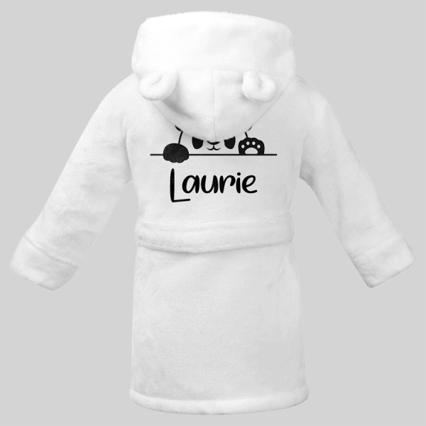 Peignoir bébé blanc à personnaliser - Modèle Panda