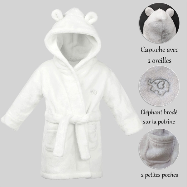 Peignoir bébé blanc à personnaliser - Modèle Petite princesse