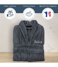 Robe de chambre anthracite brodée