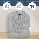 Peignoir de chambre gris homme brodé