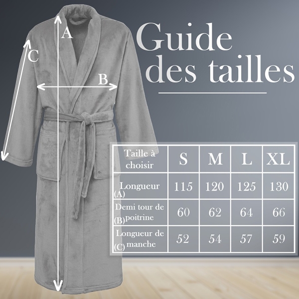 Peignoir de chambre gris homme brodé