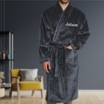 Robe de chambre anthracite brodée