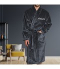 Robe de chambre anthracite brodée