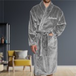 Peignoir de chambre gris homme brodé