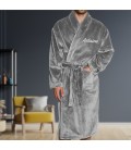 Peignoir de chambre gris homme brodé