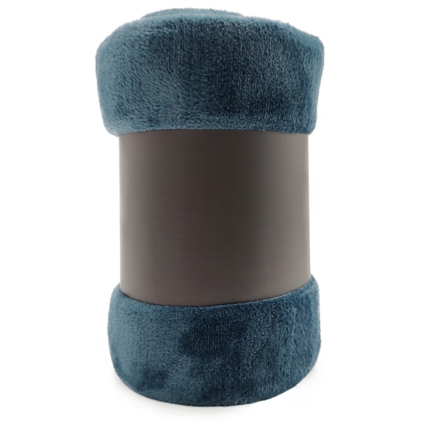 Plaid microfibre Bleu Orage 125x150 brodé