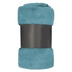 Plaid microfibre Bleu Orage 125x150 brodé