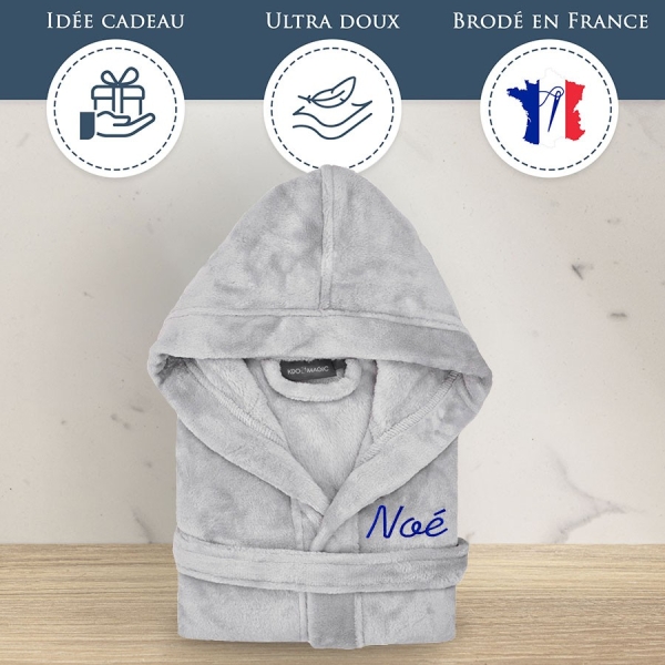 Peignoir enfant gris personnalisé