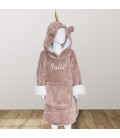 Couverture à capuche licorne rose personnalisée