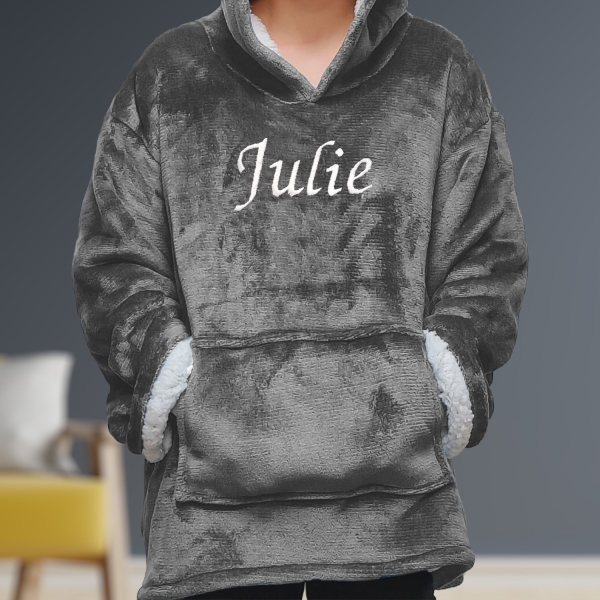 Couverture à capuche gris personalisée
