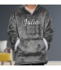 Couverture à capuche gris personalisée