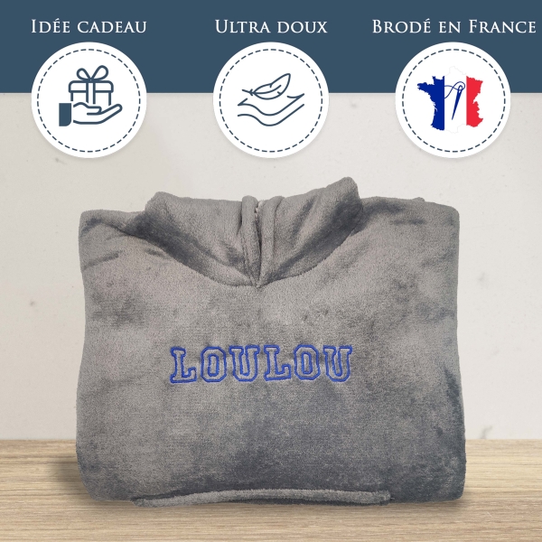Couverture à capuche gris personalisée