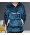 Couverture à capuche bleu personnalisée