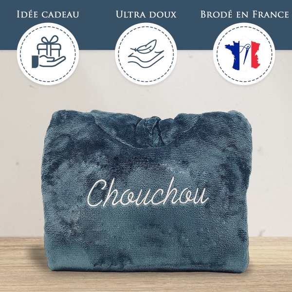 Couverture à capuche bleu personnalisée