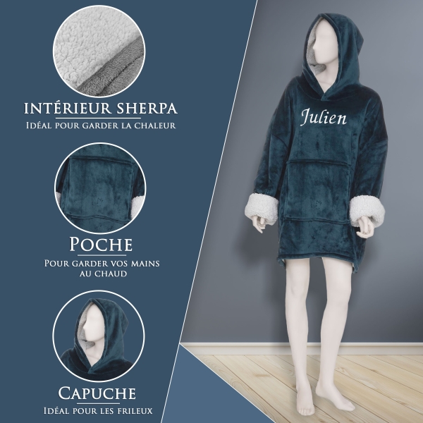 Couverture à capuche bleu personnalisée