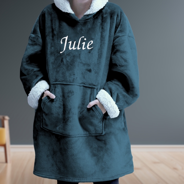 Couverture à capuche bleu personnalisée