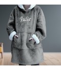 Couverture à capuche gris personalisée
