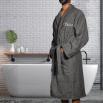 Peignoir de bain noir homme brodé