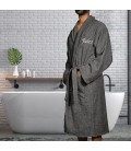 Peignoir de bain noir homme brodé