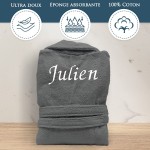 Peignoir de bain noir homme brodé