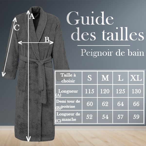 Peignoir de bain noir homme brodé