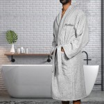 Peignoir de bain gris homme personnalisé