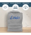 Peignoir de bain gris homme personnalisé