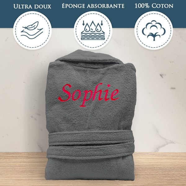 Peignoir de bain anthracite femme personnalisé