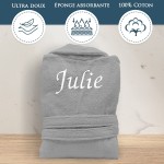 Peignoir de bain gris femme personnalisé