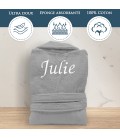 Peignoir de bain gris femme personnalisé