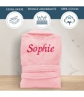 Peignoir de bain rose femme personnalisé