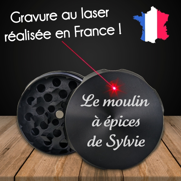 Grinder relief personnalisable - 3 coloris - Modèle Texte