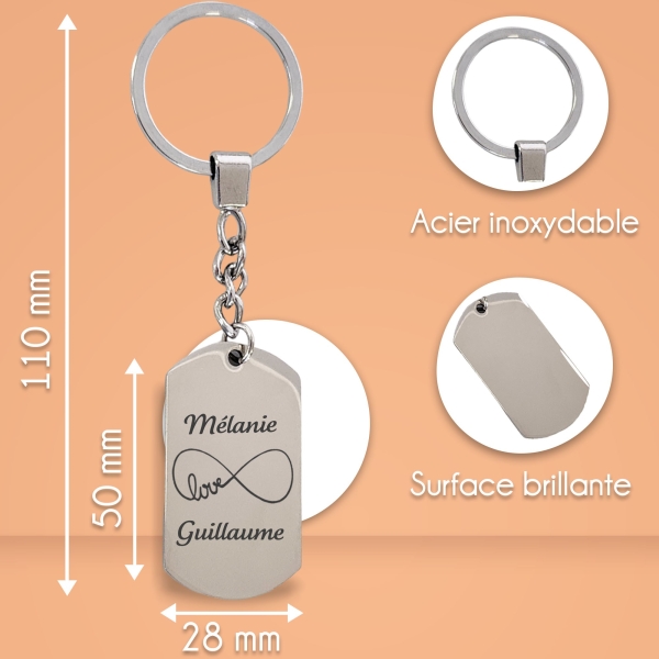 Porte-clés métal personnalisé - Modèle Infini