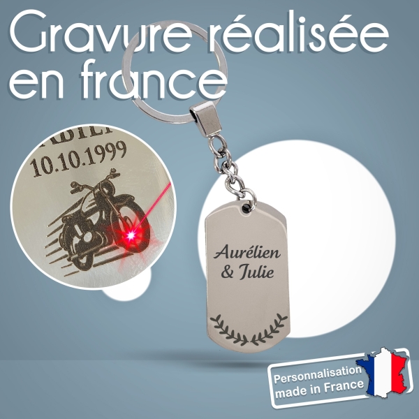 Porte-clés métal personnalisé - Modèle Lauriers