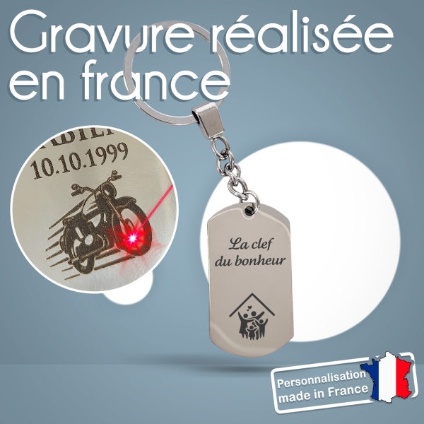 Porte-clés métal personnalisé - Modèle Maison