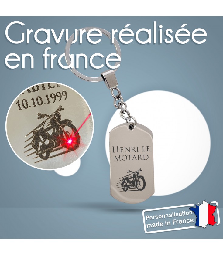 Porte-Clés Personnalisé Brodé - Étiquette Bagage, Moto, Scooter, Cadeau Perso Avec Texte Personnalisable