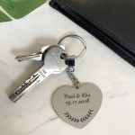 Porte-clés cœur personnalisé - Modèle Lauriers