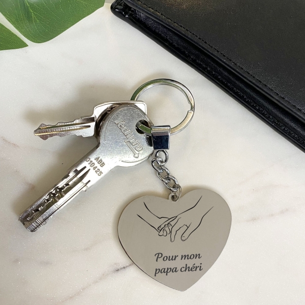 Porte-clés cœur personnalisé - Modèle Mains