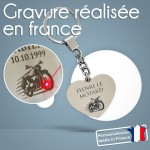 Porte-clés cœur personnalisé - Modèle Moto