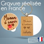 Porte-clés rectangle en bois personnalisé - Modèle Amour