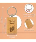 Porte-clés rectangle en bois personnalisé - Modèle Enfant