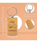 Porte-clés rectangle en bois personnalisé - Modèle Infini